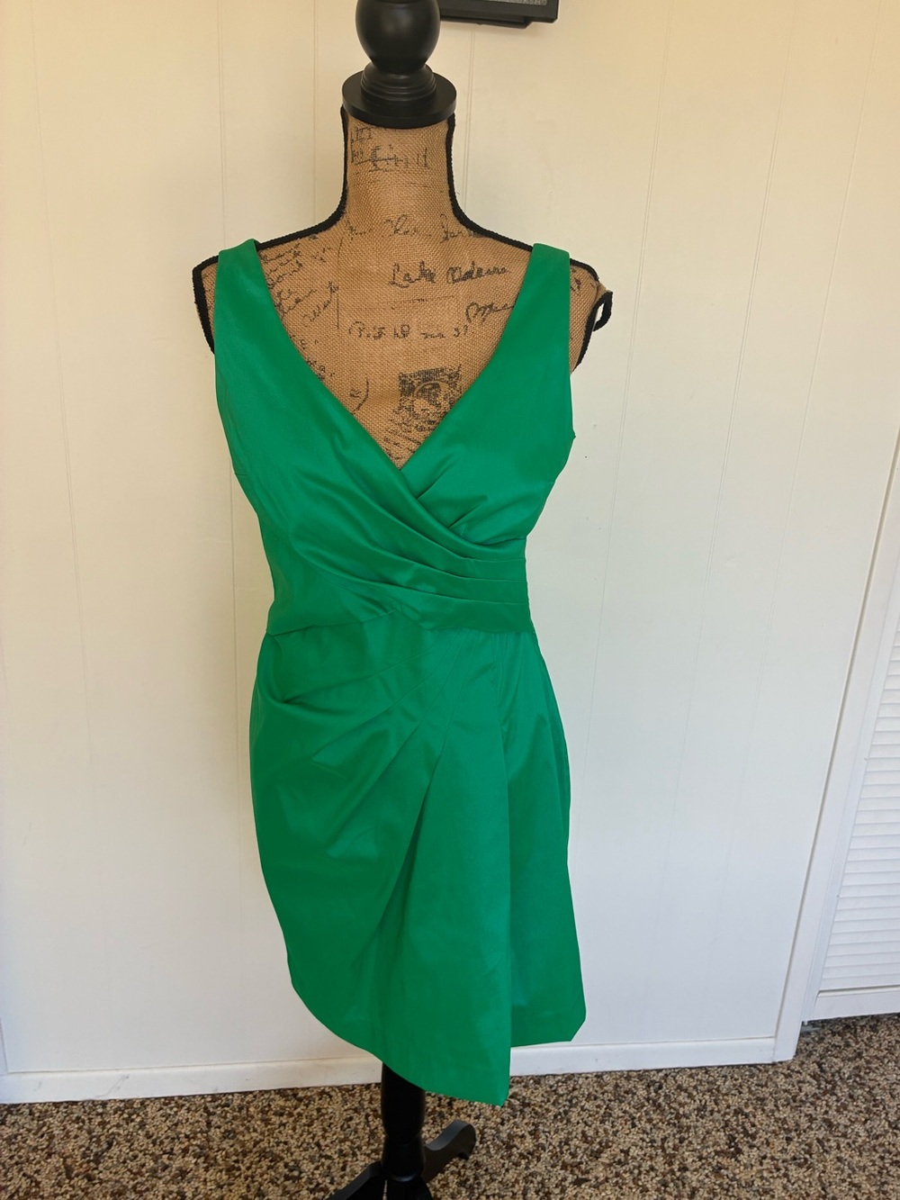 Ralph Lauren Evening Emerald Green sleeveless ruched evening cocktail Dress